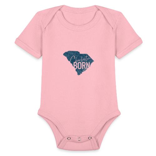 Charleston Born_Blue - Organic Short Sleeve Baby Bodysuit