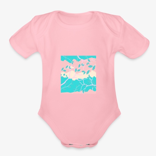 Summer nature pattern - Organic Short Sleeve Baby Bodysuit