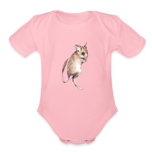 hopping mouse - Organic Short Sleeve Baby Bodysuit