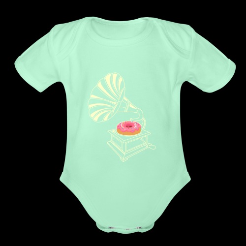 Donut Stop the Music | Sweet Gramophone - Organic Short Sleeve Baby Bodysuit