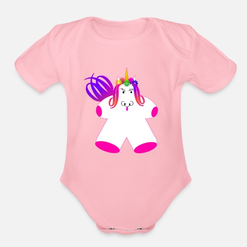 Unicorn Meeple - Organic Short Sleeve Baby Bodysuit