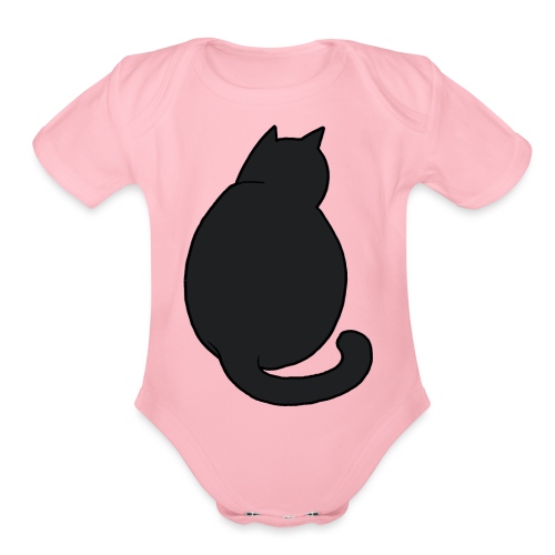Black Cat Watching - Organic Short Sleeve Baby Bodysuit