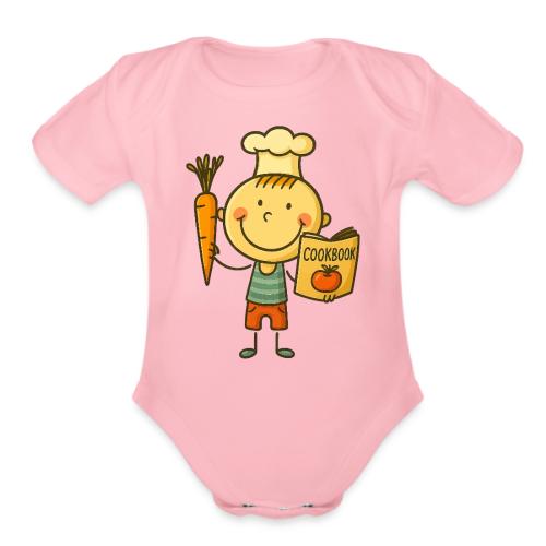 Cartoon Chef Boy Kids Cooking Shirt - Organic Short Sleeve Baby Bodysuit