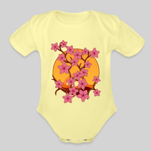 Cherry Blossoms - Organic Short Sleeve Baby Bodysuit