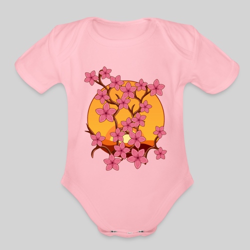 Cherry Blossoms - Organic Short Sleeve Baby Bodysuit