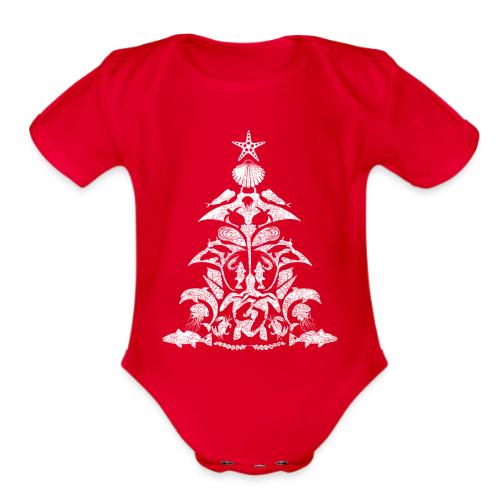 Coastal Christmas Tree White - Organic Short Sleeve Baby Bodysuit