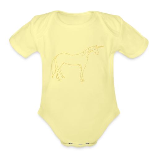 unicorn gold outline - Organic Short Sleeve Baby Bodysuit