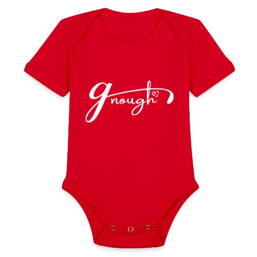 Gnough (More Than Enough) White - Organic Short Sleeve Baby Bodysuit