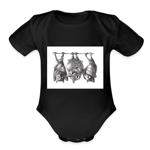 Vampire Owl with Bats - Organic Short Sleeve Baby Bodysuit