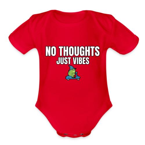 No Thoughts Just Vibes Funny Frog Shirt - Organic Short Sleeve Baby Bodysuit
