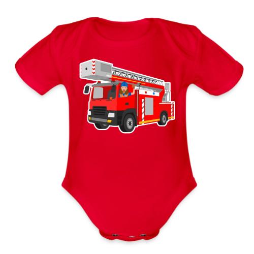 Handyman Hal Fire Truck - Organic Short Sleeve Baby Bodysuit