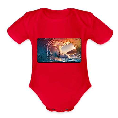 Biggest Barrel Wave - Organic Short Sleeve Baby Bodysuit