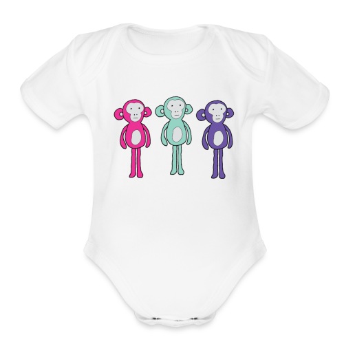Three chill monkeys - Organic Short Sleeve Baby Bodysuit