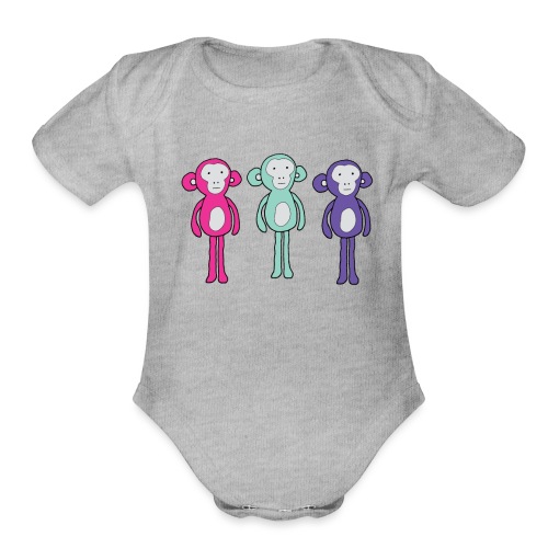 Three chill monkeys - Organic Short Sleeve Baby Bodysuit