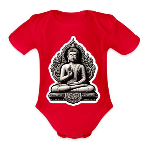 The Buddha Displaying Hand Mudra - Organic Short Sleeve Baby Bodysuit