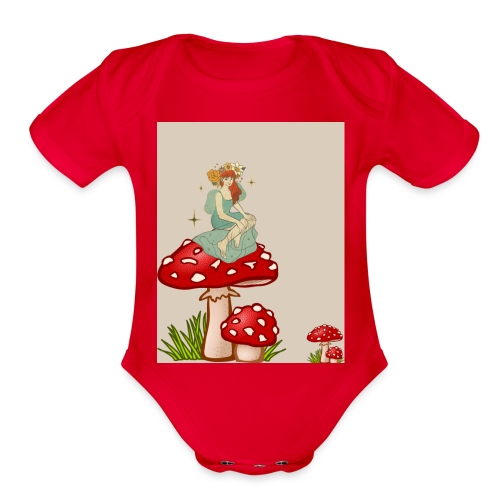 Fairy Amongst The Shrooms - Organic Short Sleeve Baby Bodysuit