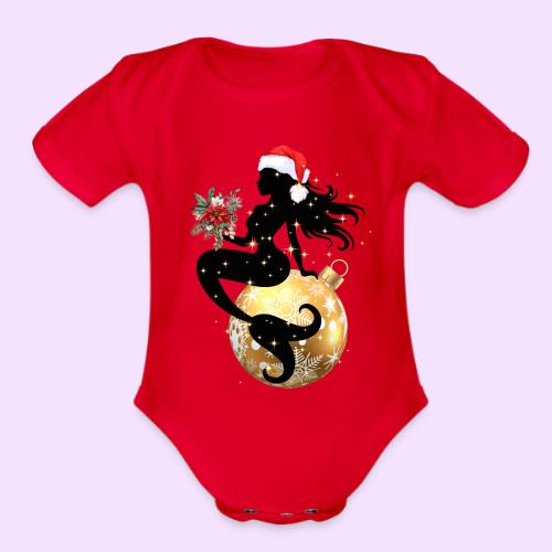 Merry Mermaid - Christmas Edition Design - Organic Short Sleeve Baby Bodysuit