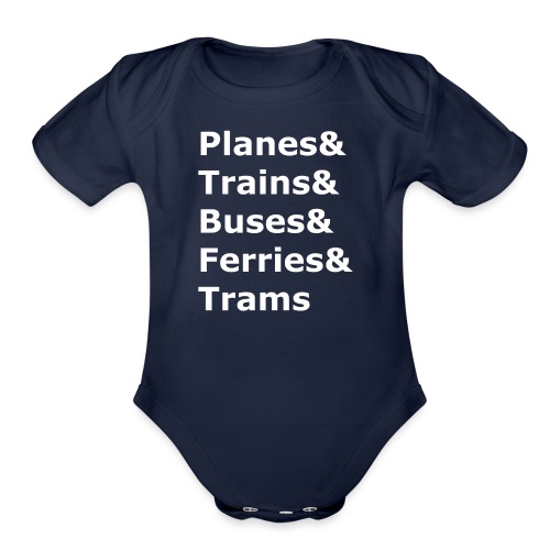 & Transportation - Light Lettering - Organic Short Sleeve Baby Bodysuit