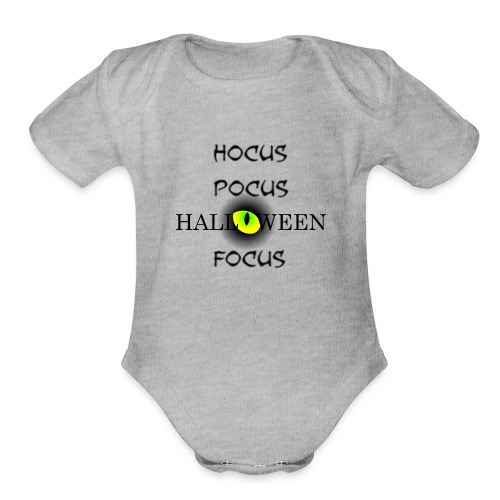 Hocus Pocus Halloween Focus Word Art - Organic Short Sleeve Baby Bodysuit