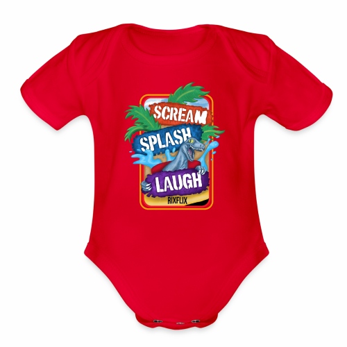 Jurassic Scream Splash Laugh - Organic Short Sleeve Baby Bodysuit