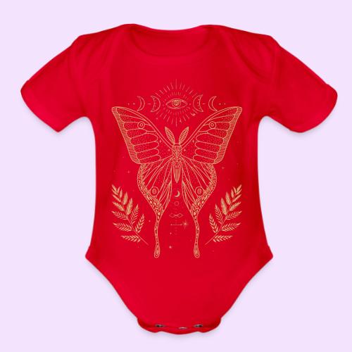 Third Eye Butterfly - Moon Cycle Design - Organic Short Sleeve Baby Bodysuit