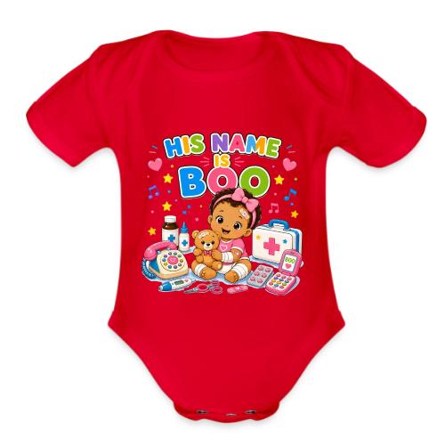 His Name Is Boo - Girl-B - Organic Short Sleeve Baby Bodysuit