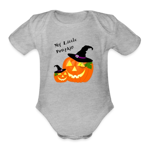 My Little Pumpkin in a Witches Hat - Organic Short Sleeve Baby Bodysuit