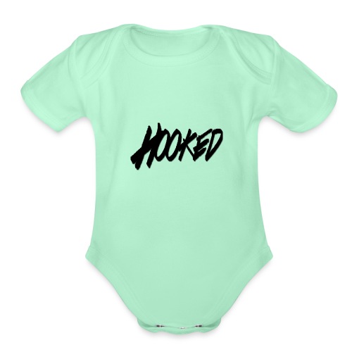 Hooked black logo - Organic Short Sleeve Baby Bodysuit