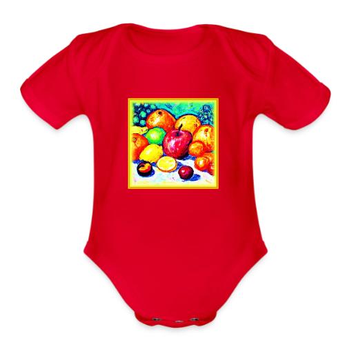 Juicy Delights Fruits Painting. Buy Now - Organic Short Sleeve Baby Bodysuit