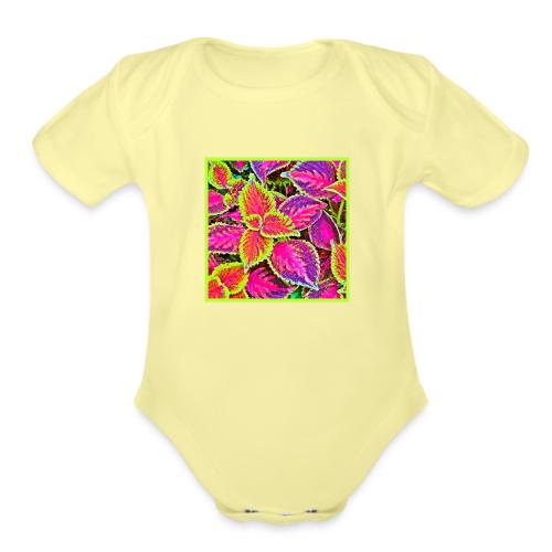 Vivid ChromaLeaf Harmony Pattern - Organic Short Sleeve Baby Bodysuit