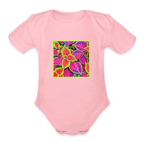 Vivid ChromaLeaf Harmony Pattern - Organic Short Sleeve Baby Bodysuit