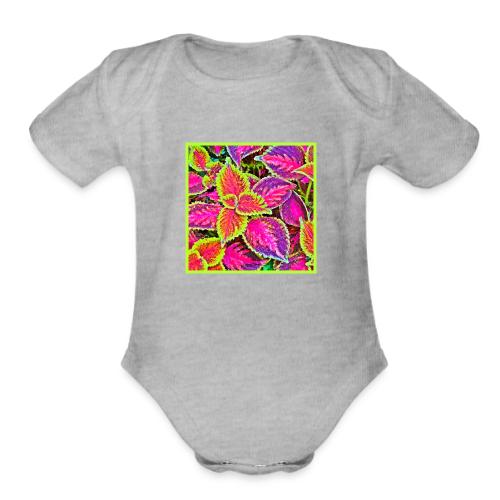 Vivid ChromaLeaf Harmony Pattern - Organic Short Sleeve Baby Bodysuit