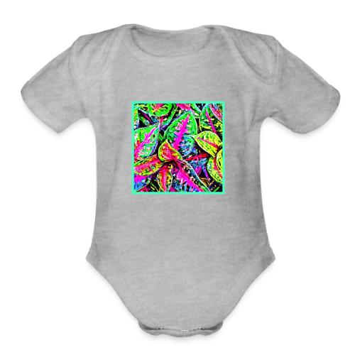 Vibrant Nature ChicLeaf Pattern - Organic Short Sleeve Baby Bodysuit