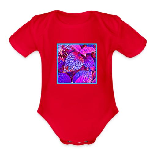 Luminous Leaves Elegance - Organic Short Sleeve Baby Bodysuit