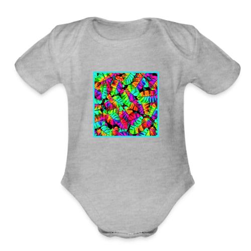 Chic Leaf Pattern Stylish Elegance - Organic Short Sleeve Baby Bodysuit