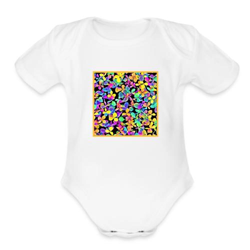 Stylish Foliage Leafy Elegance - Organic Short Sleeve Baby Bodysuit