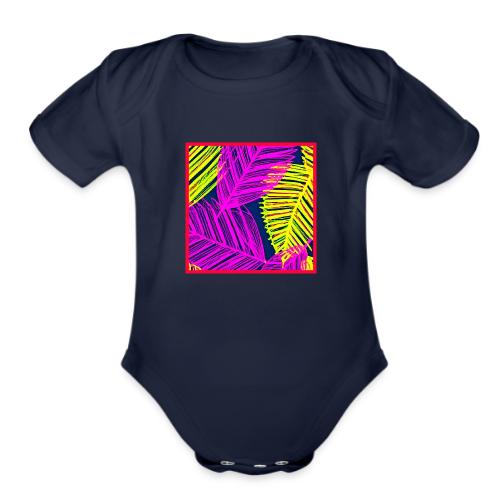 Neon Leaf Delight Chromatic Art - Organic Short Sleeve Baby Bodysuit