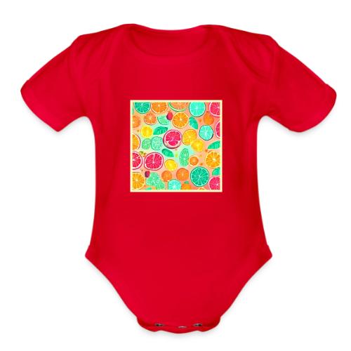Colorful Citrus Galaxy Artwork - Organic Short Sleeve Baby Bodysuit