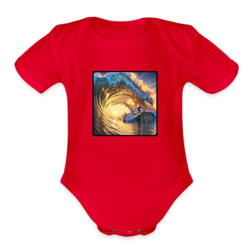 Morning Gold Full-Pipe Wave - Organic Short Sleeve Baby Bodysuit