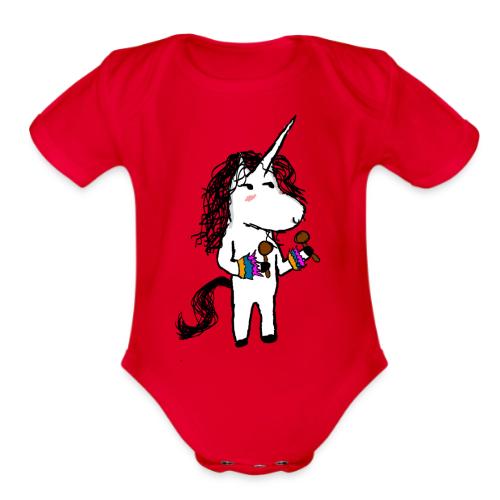 Kaede The unicorn dancing - Organic Short Sleeve Baby Bodysuit