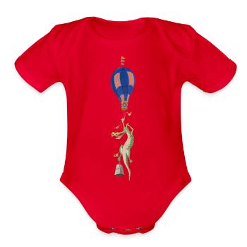 Fly Away - Organic Short Sleeve Baby Bodysuit - red - Front