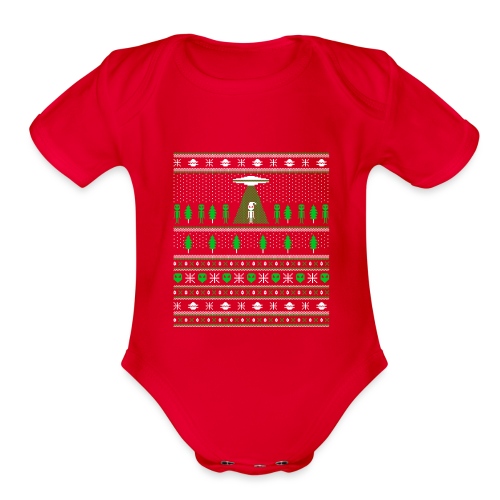 UFO ALIEN UGLY Christmas - Organic Short Sleeve Baby Bodysuit