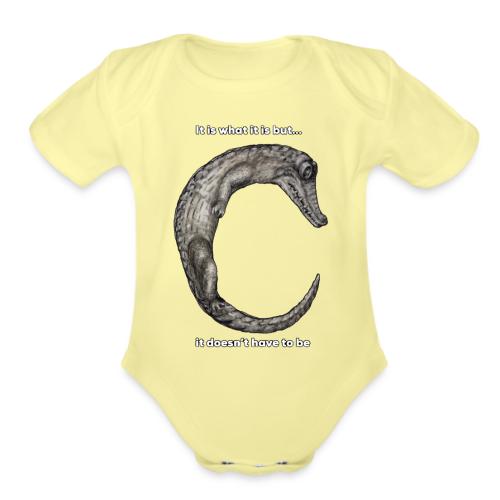 croc with text - Organic Short Sleeve Baby Bodysuit