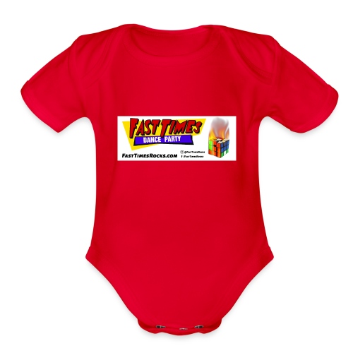Fast Times Logo with Burning Cube - Organic Short Sleeve Baby Bodysuit