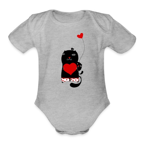 Cats w Hearts Kristina S - Organic Short Sleeve Baby Bodysuit