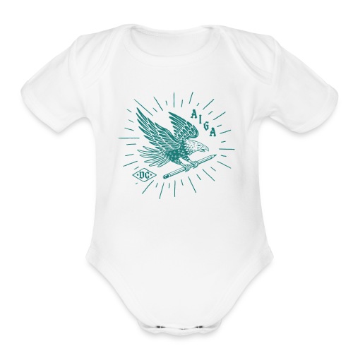 Fly Like an AIGA DC Eagle (teal) - Organic Short Sleeve Baby Bodysuit