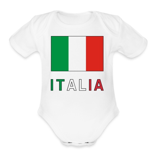 Italian Flag and Italia - Organic Short Sleeve Baby Bodysuit