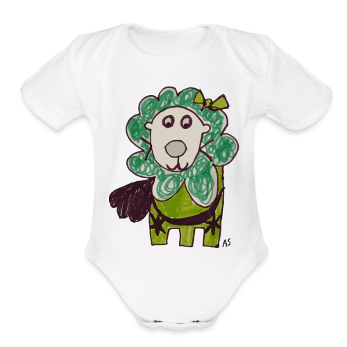 Green lion - Organic Short Sleeve Baby Bodysuit