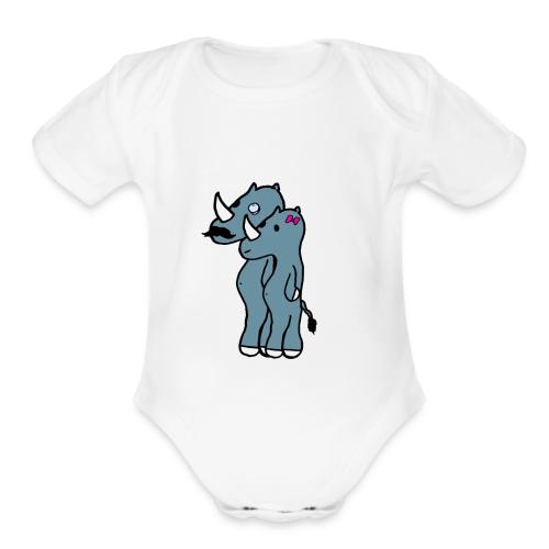 Rhino family - Organic Short Sleeve Baby Bodysuit
