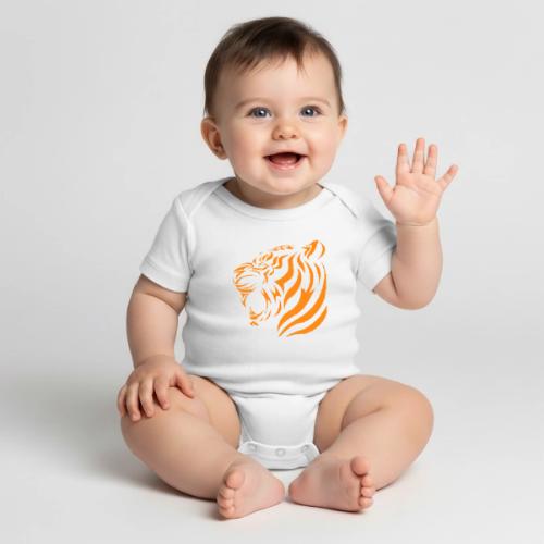 Wild Tiger Souvenirs: Roaring Memories - Organic Short Sleeve Baby Bodysuit